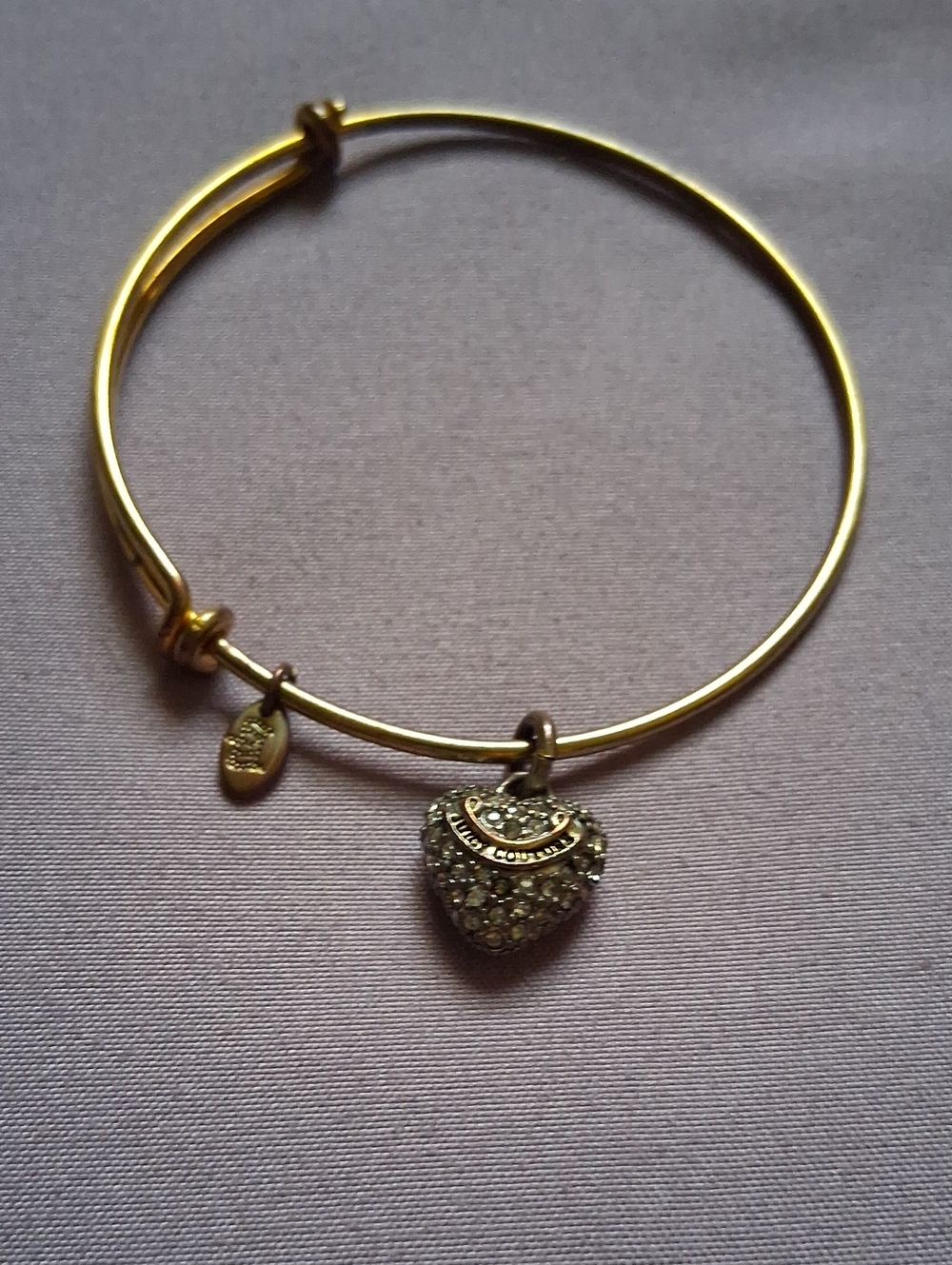 Juicy Couture Gold Pave Heart Charm Expandable Bangle